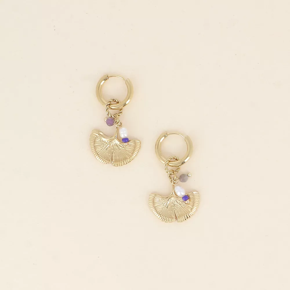 BM6632 CREOLES BRELOQUES GINKO PERLES D EAU DOUCE