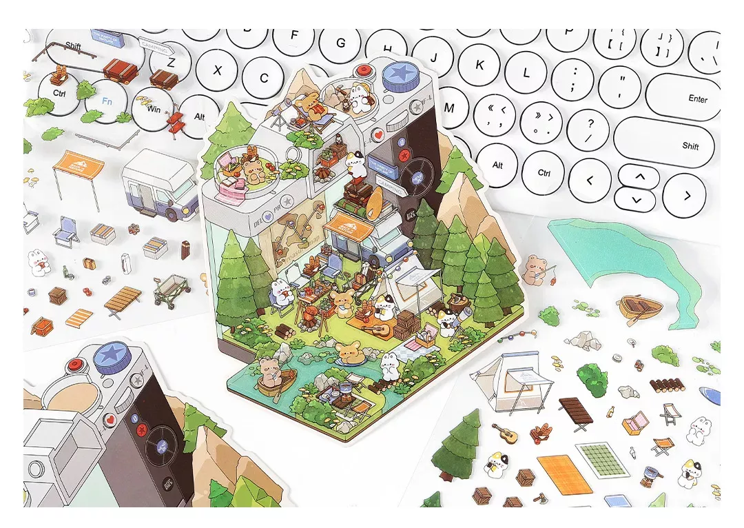 COZY STICKERS 3D-SZENE PEAK CAMPING HALL – KARTE 17 × 13 CM