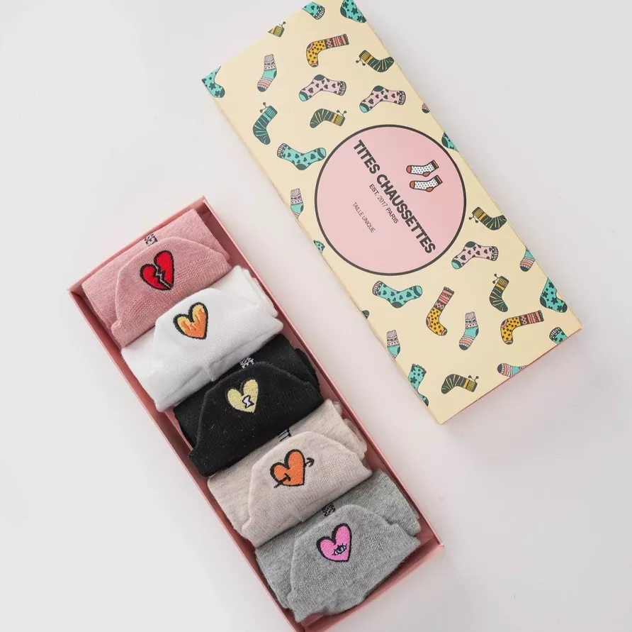 LOT DE 5 CHAUSSETTES LANGUETTE CŒUR – TITES CHAUSSETTES