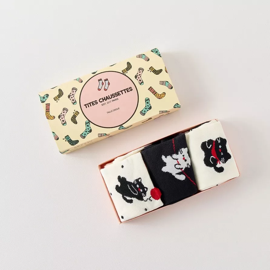 LOT DE 3 CHAUSSETTES HAUTES CHAT – TITES CHAUSSETTES