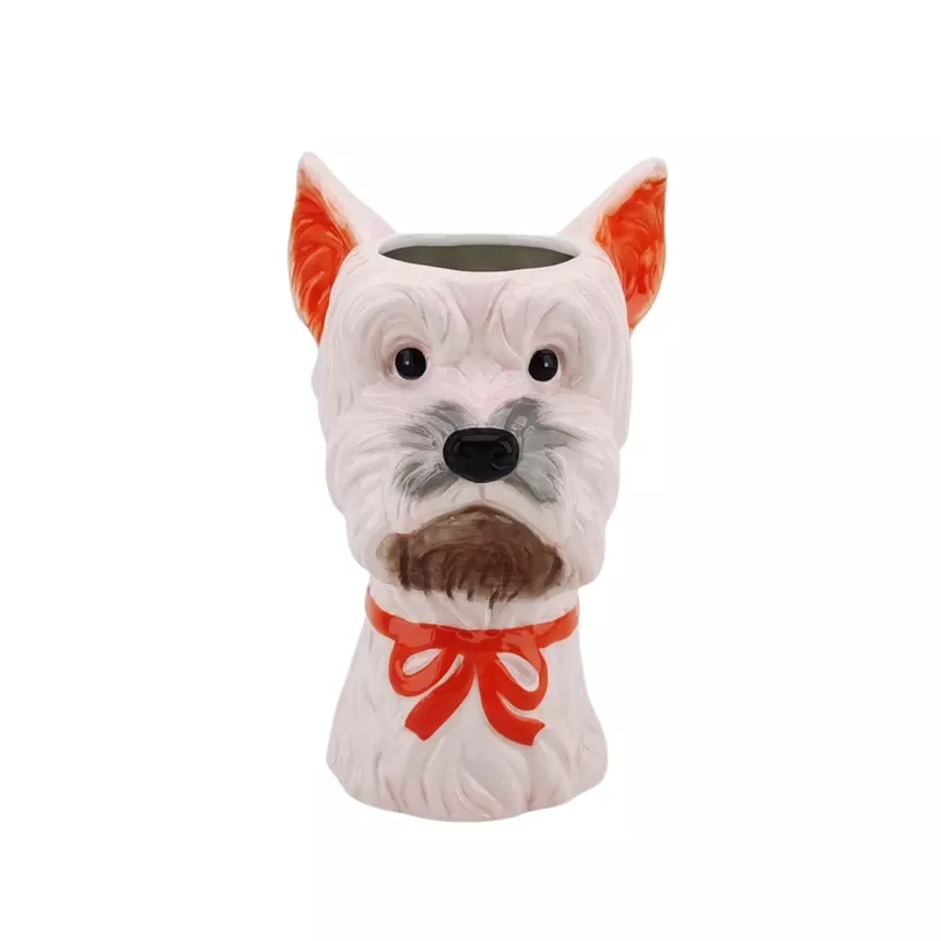 VASE CHIEN ROSE ORANGE