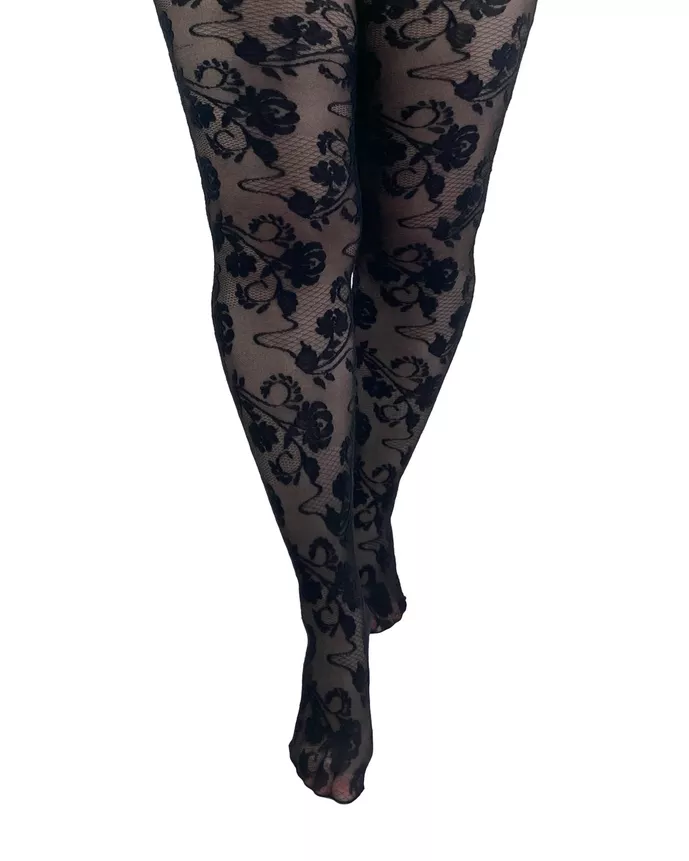 COLLANT FLEURS LACE PLUS SIZE 44-54 - PAMELA MANN