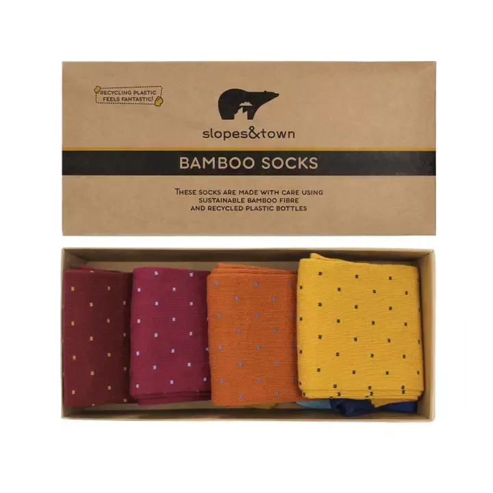 COFFRET DOTS BURGUNDY MUSTARD - 4 PAIRES