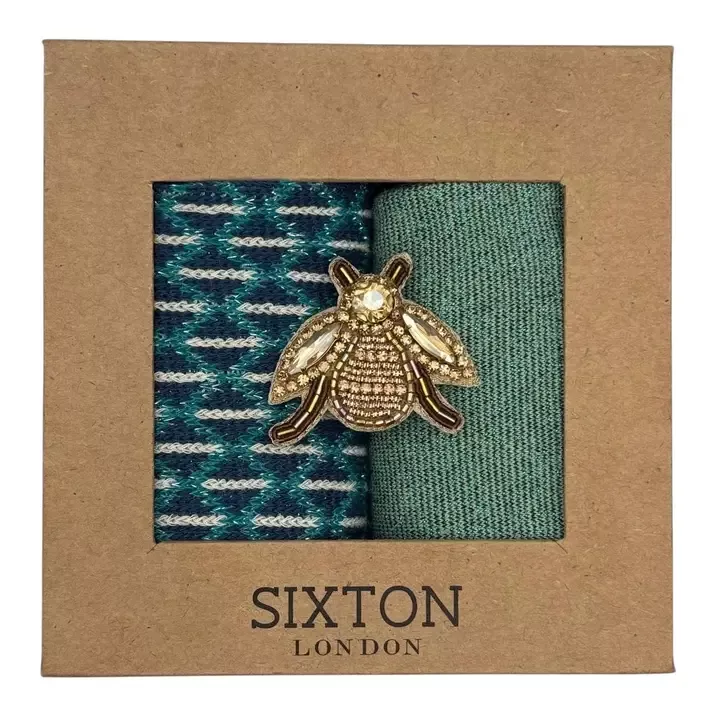 251 BLUE LEIPZIG SOCK BOX DUO INSTECT PIN SIXTON LONDON