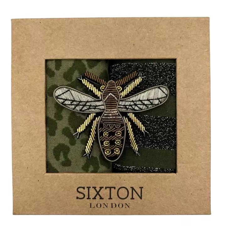 256 IVYLEOPARD SOCK BOX DUO METALIC INSECT