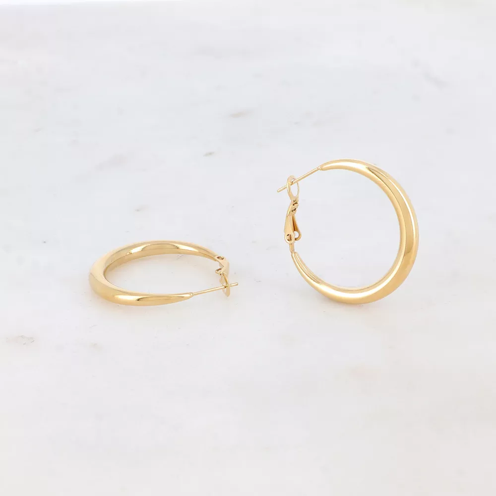 CRÉOLES ACIER INOXYDABLE DORÉ – CLASSIQUES 3 CM – BOHM PARIS