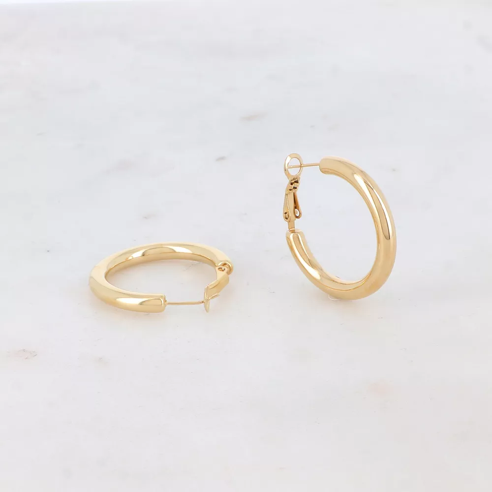 CRÉOLES ACIER INOXYDABLE DORÉ – LOA M CLASSIQUES 3 CM – BOHM PARIS