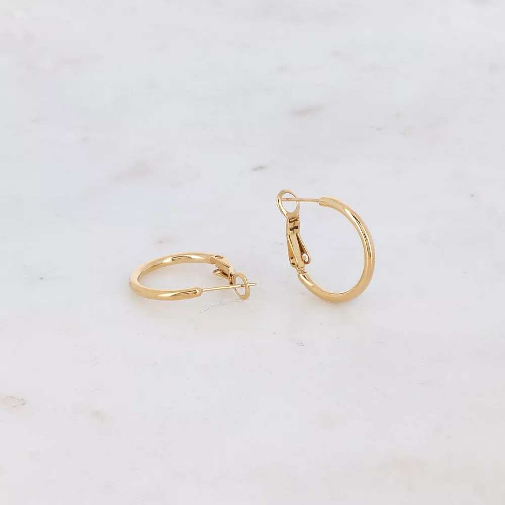 CRÉOLES ACIER INOXYDABLE DORÉ – SANA FINES 2 CM – BOHM PARIS