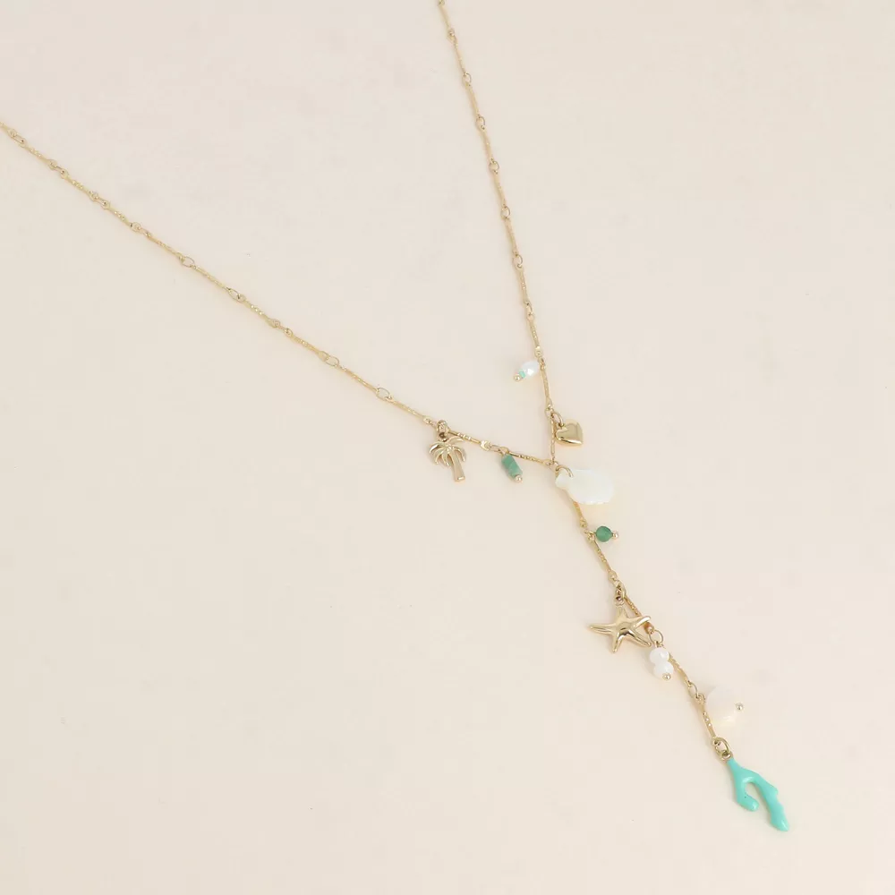 COLLIER EN Y ACIER INOXYDABLE DORÉ – BRELOQUES MARINES – BOHM PARIS