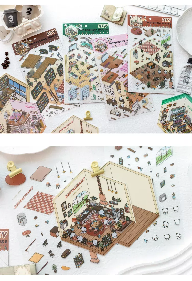COZY STICKERS – SCÈNE 3D – CUISINE PANDA