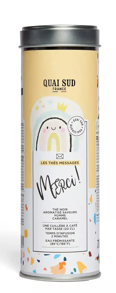 THÉ NOIR “MERCI !” POMME CARAMEL 75G – QUAI SUD