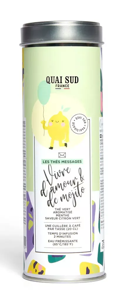 THÉ VERT “VIVRE D’AMOUR & DE MOJITO” 75G – QUAI SUD