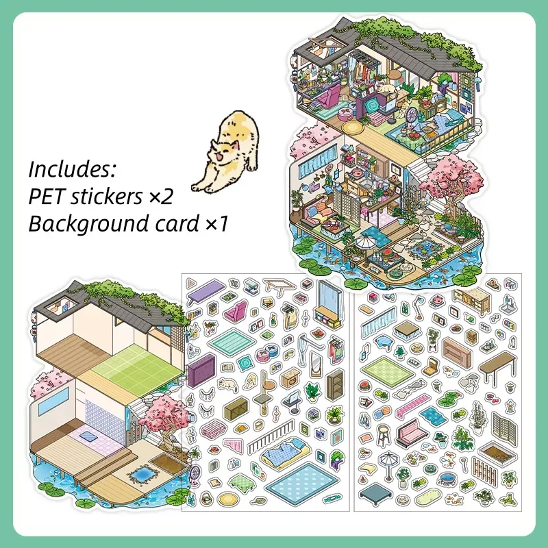 COZY STICKERS 3D-SZENE NEW-STYLE COTTAGE – KARTE 13 × 17 CM