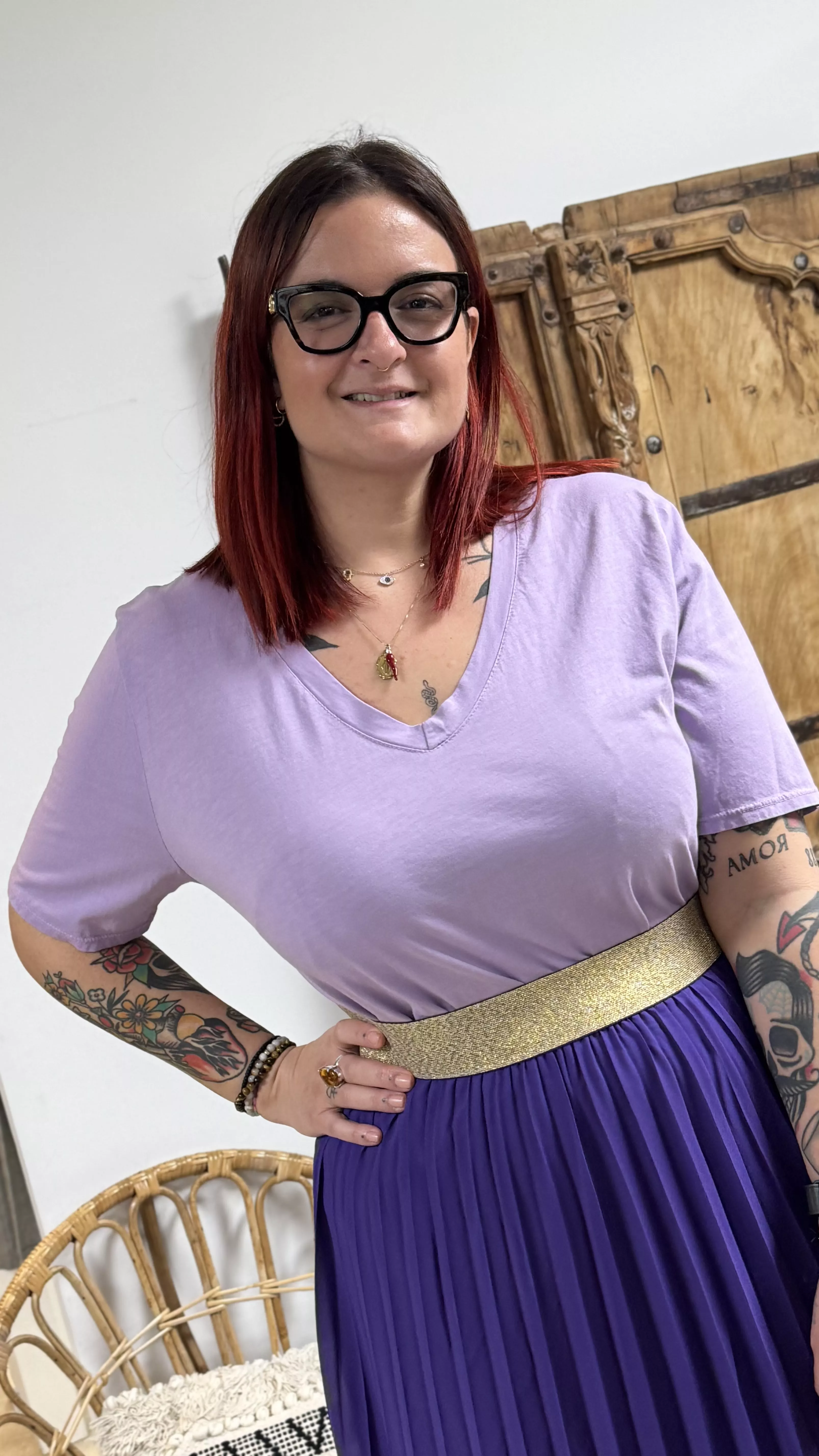 T-SHIRT BASIQUE COL V UNI – GRANDE TAILLE JUSQU’À 50