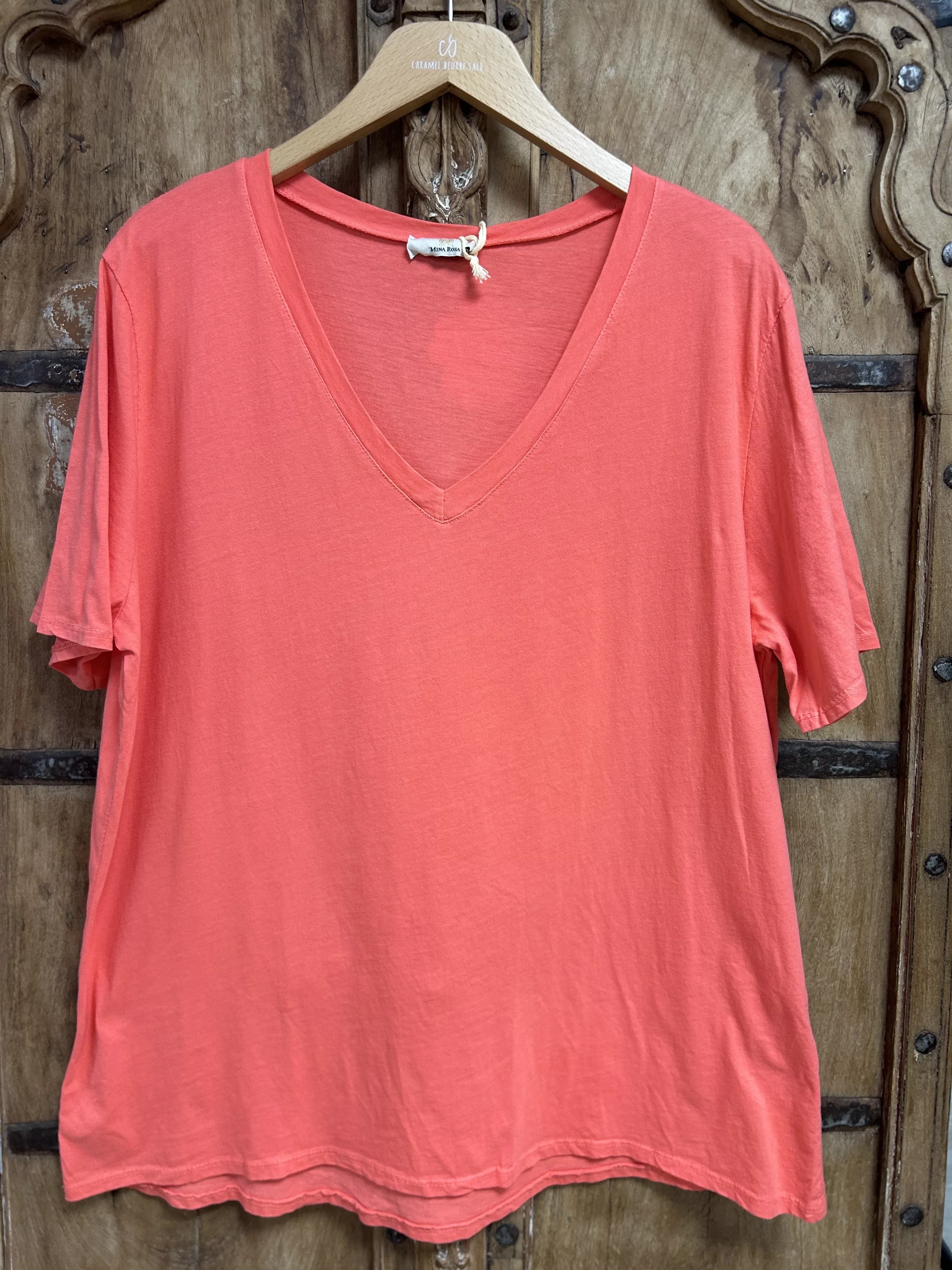 T-SHIRT BASIQUE COL V UNI – GRANDE TAILLE JUSQU’À 50