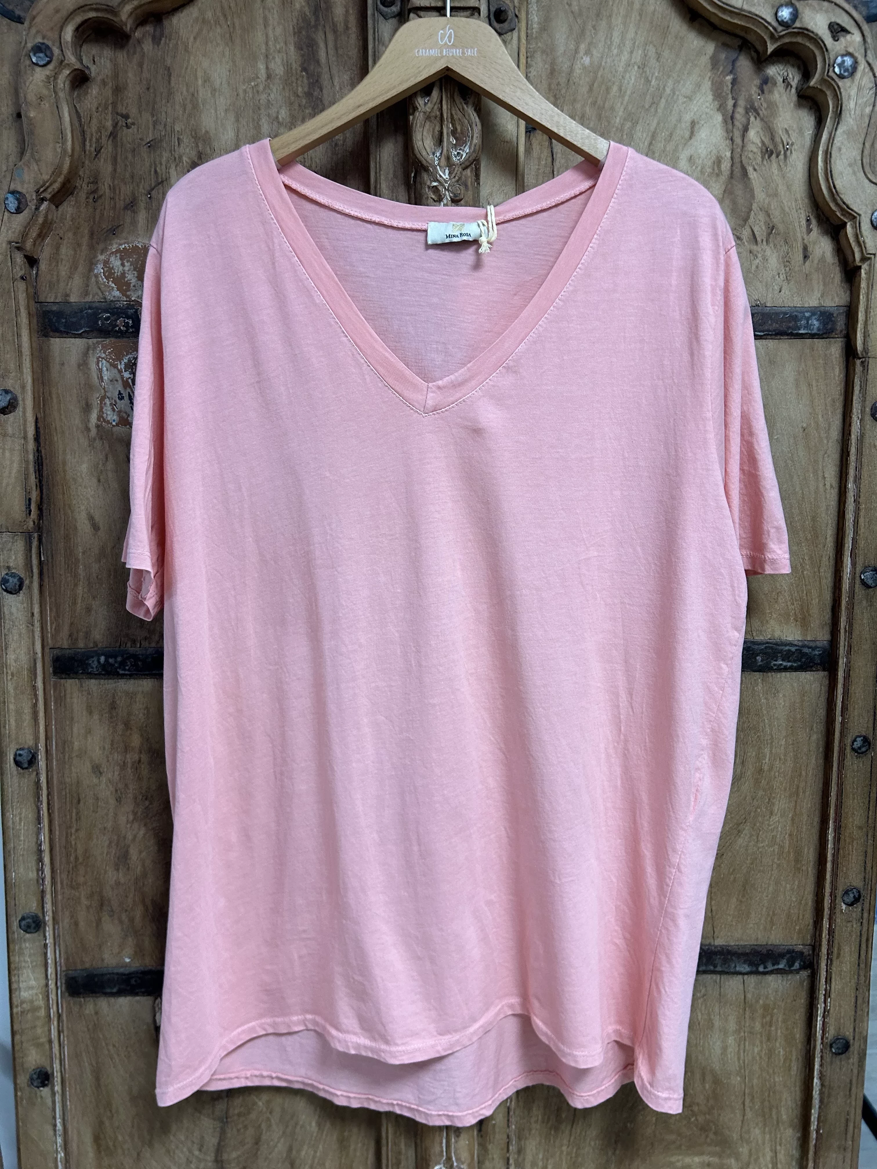 T-SHIRT BASIQUE COL V UNI – GRANDE TAILLE JUSQU’À 50