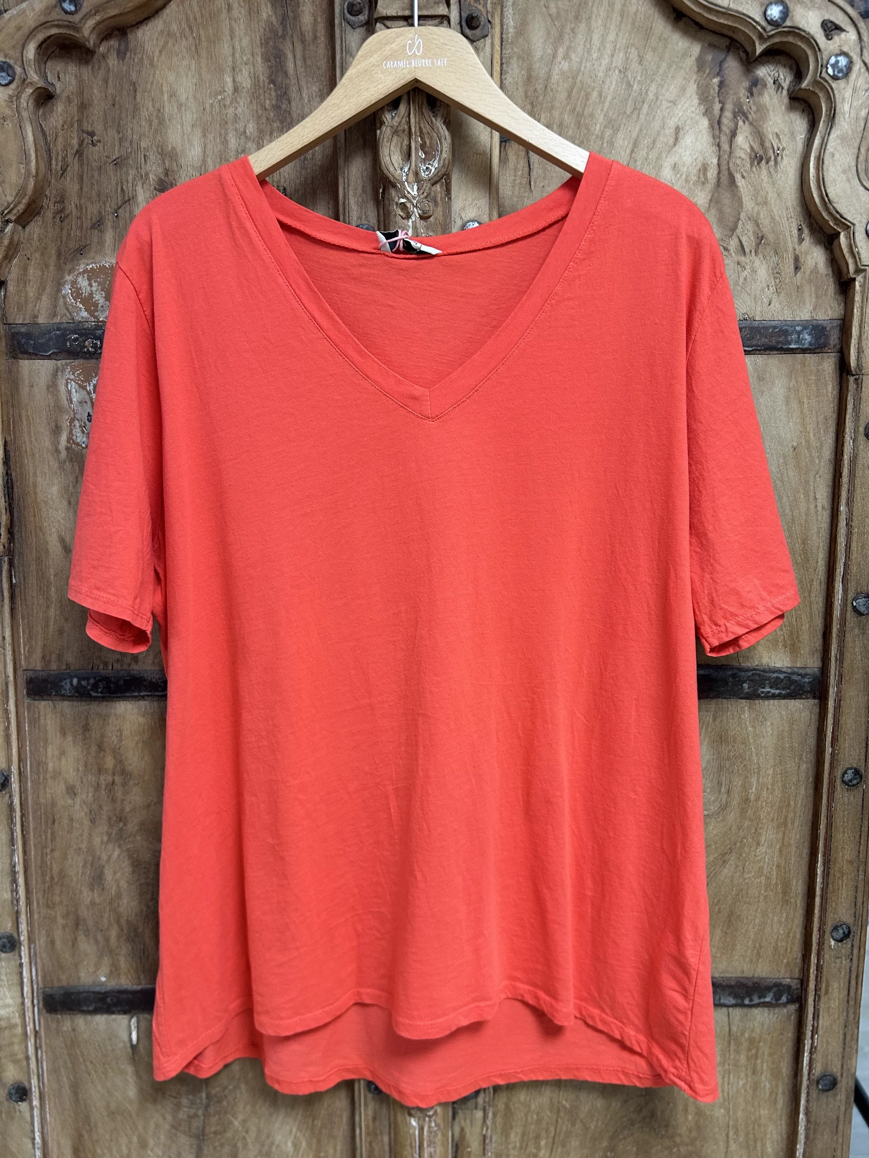 T-SHIRT BASIQUE COL V UNI – GRANDE TAILLE JUSQU’À 50