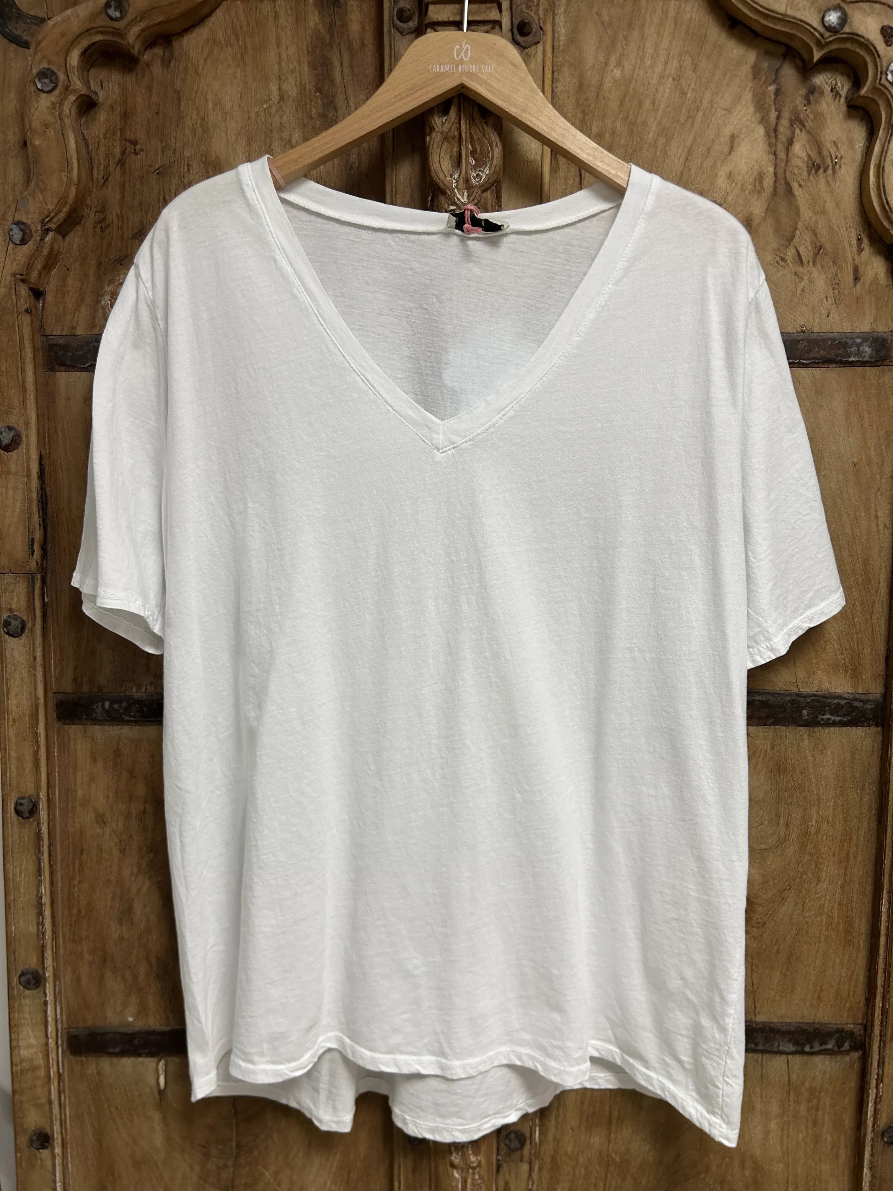 T-SHIRT BASIQUE COL V UNI – GRANDE TAILLE JUSQU’À 50