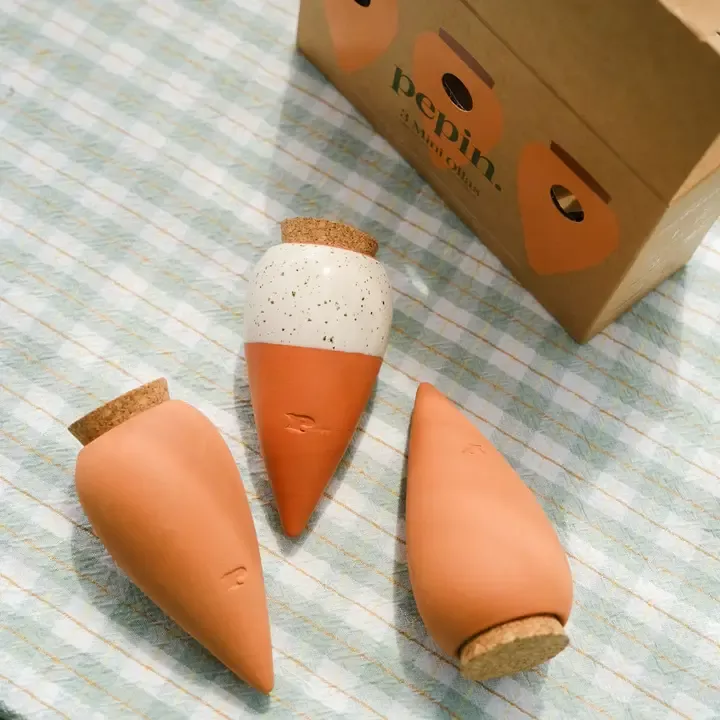 OLLA MINI TRIO TERRACOTTA & BLANC GRAINÉ – PEPIN