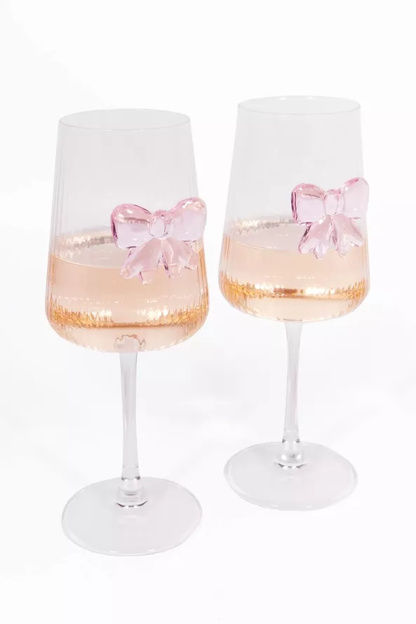 GESCHENKSET MIT 2 WEINGLÄSERN – ROSA SCHLEIFEN – L’EXPRESSIONIST