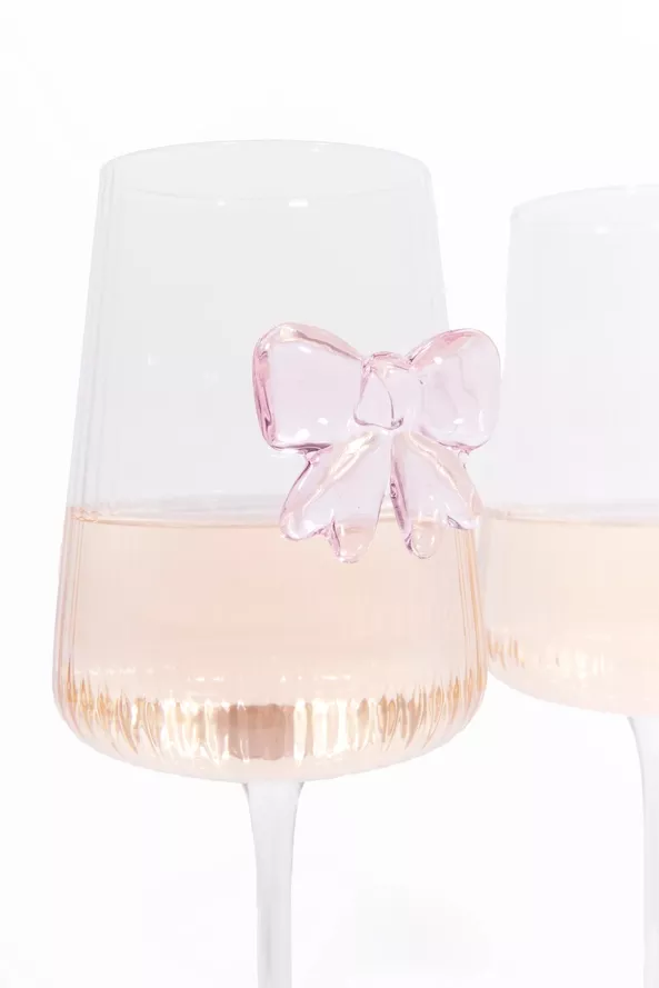 GESCHENKSET MIT 2 WEINGLÄSERN – ROSA SCHLEIFEN – L’EXPRESSIONIST