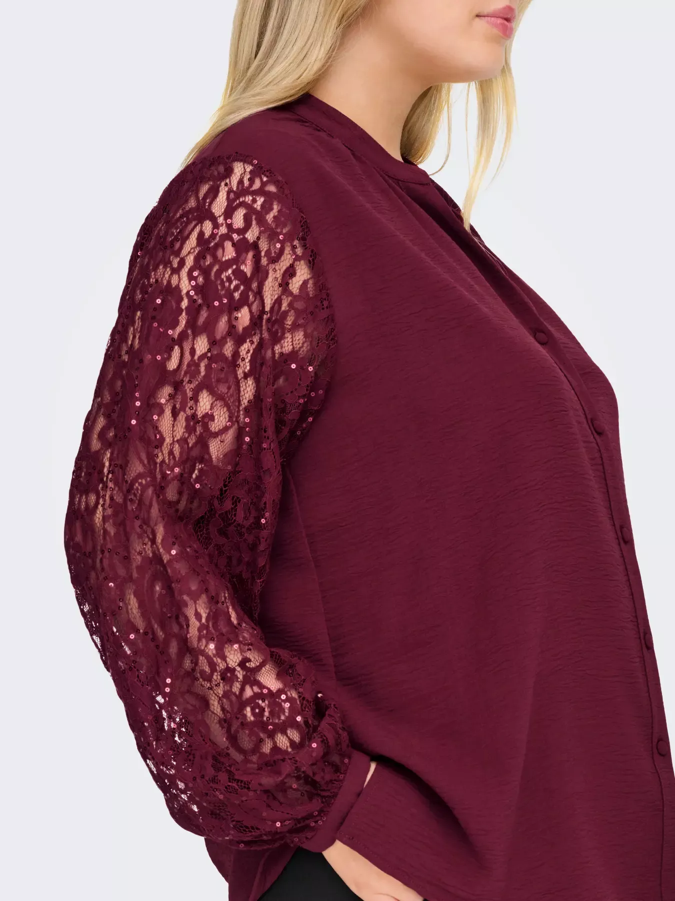 BLOUSE MANCHES DENTELLE SIMONE - ONLY CARMAKOMA - GRANDE TAILLE 42-54