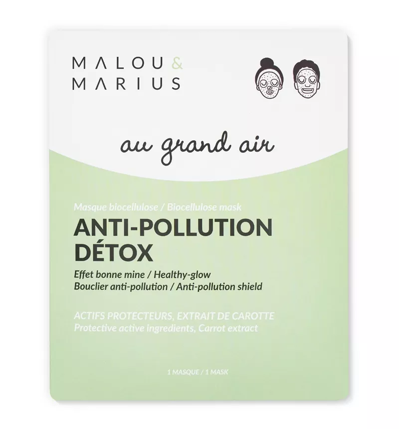 MASQUE BIO-CELLULOSE ANTI-POLLUTION & DÉTOX - MALOU&MARIUS