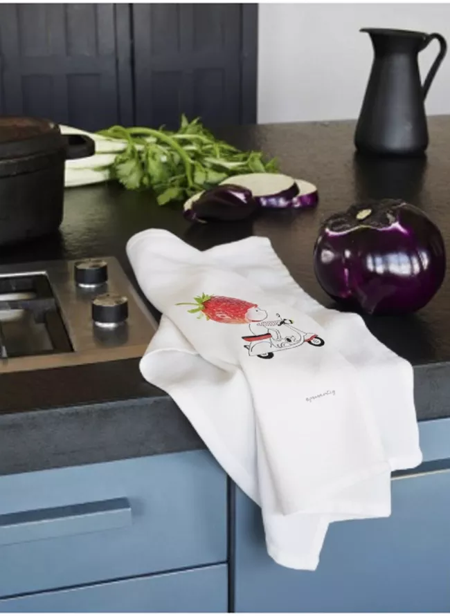 TORCHON DE CUISINE LA FRAISE EN VESPA - LES CHAHUTEES