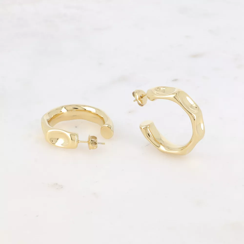 CRÉOLES ACIER INOXYDABLE DORÉ – FORMES INCURVÉES – BOHM PARIS