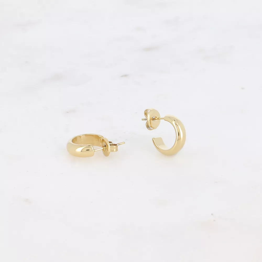 MINI CRÉOLES ACIER INOXYDABLE DORÉ – CLASSIQUES 1,3 CM – BOHM PARIS