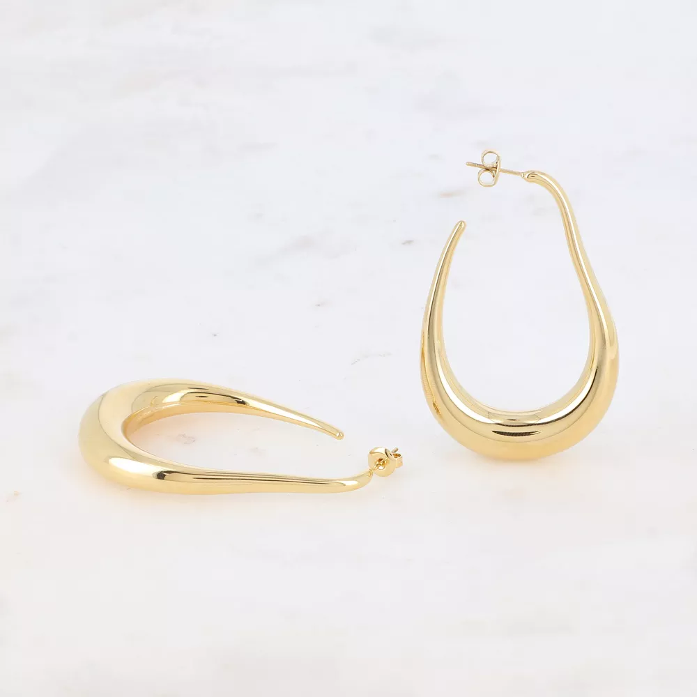 CRÉOLES ACIER INOXYDABLE DORÉ – THÉIA FORME GOUTTE – BOHM PARIS