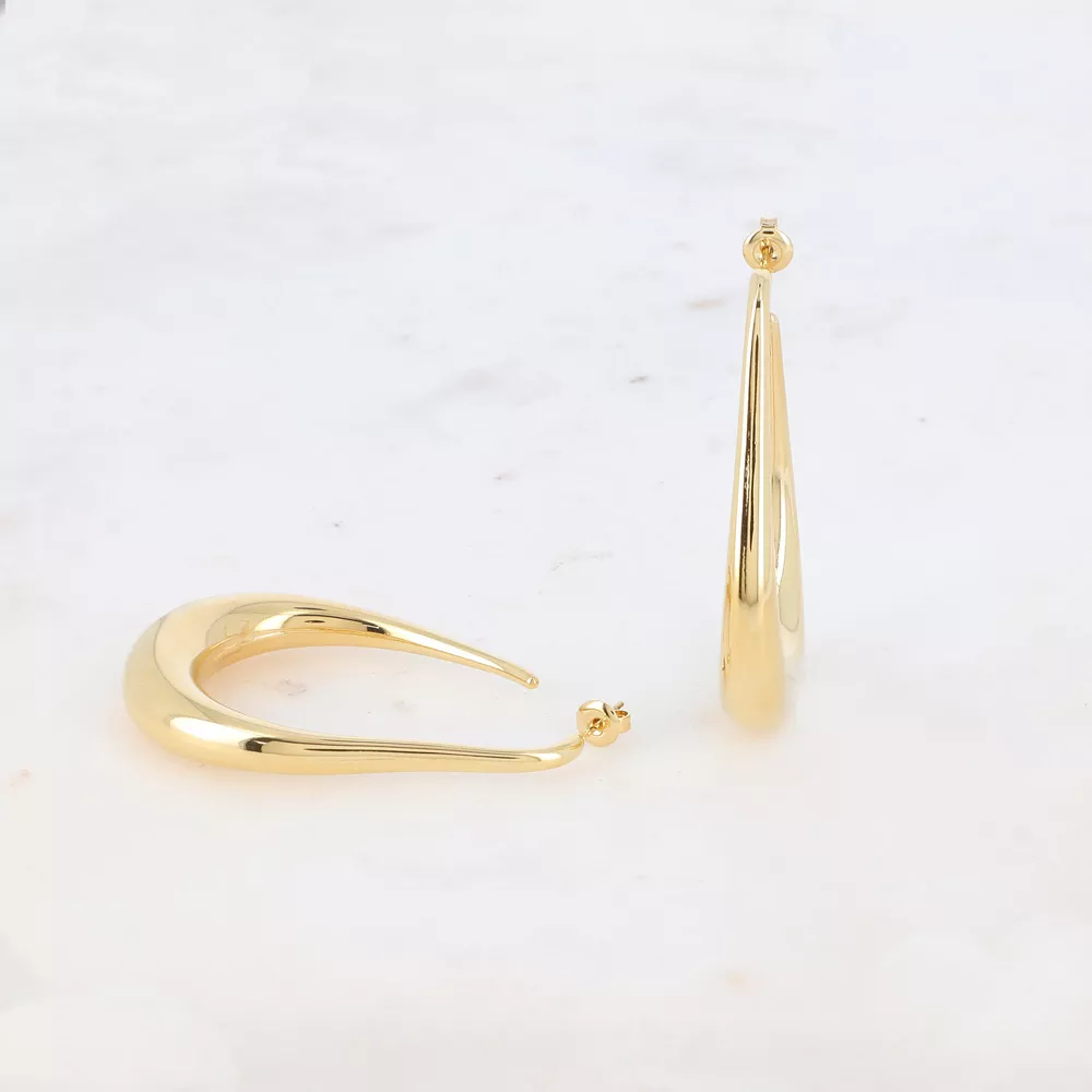 CRÉOLES ACIER INOXYDABLE DORÉ – THÉIA FORME GOUTTE – BOHM PARIS