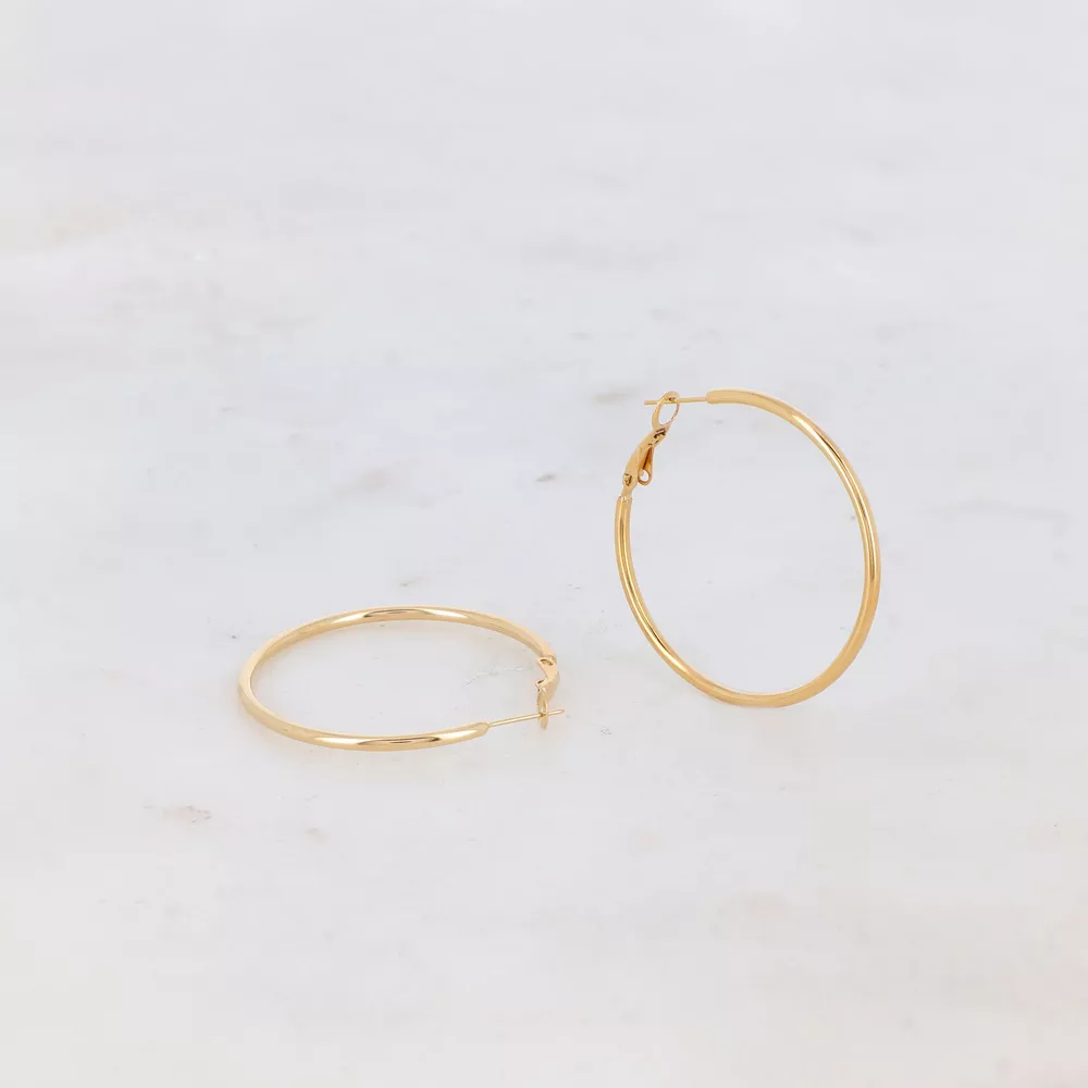 CRÉOLES ACIER INOXYDABLE DORÉ – SANA M FINES 4 CM – BOHM PARIS