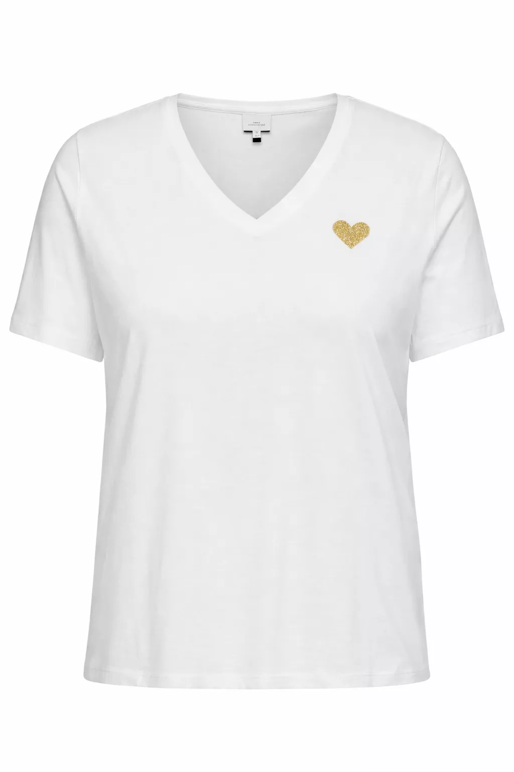 T-SHIRT MIT V-AUSSCHNITT UND GESTICKTEM HERZ – ONLY CARMAKOMA – GROSSE GRÖSSEN 42–48