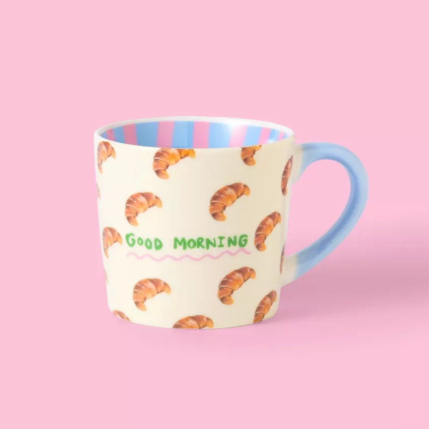 TASSE EN PORCELAINE « GOOD MORNING » MOTIF CROISSANTS – ELEANOR BOWMER