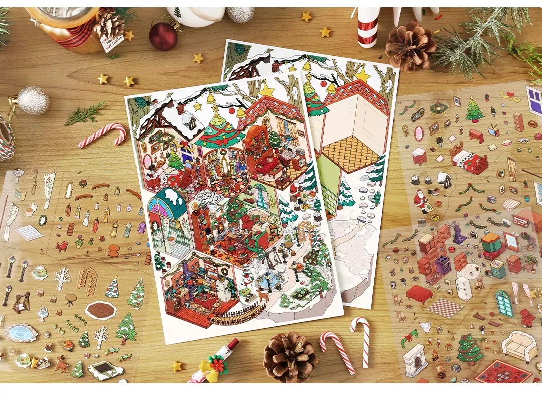 COZY STICKERS – 3D-SZENE – WEIHNACHTS-COTTAGE