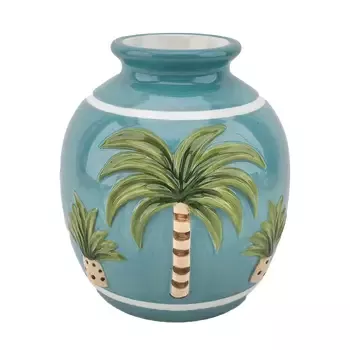 VASE PALMIER BLEU EN FAÏENCE – OPJET PARIS