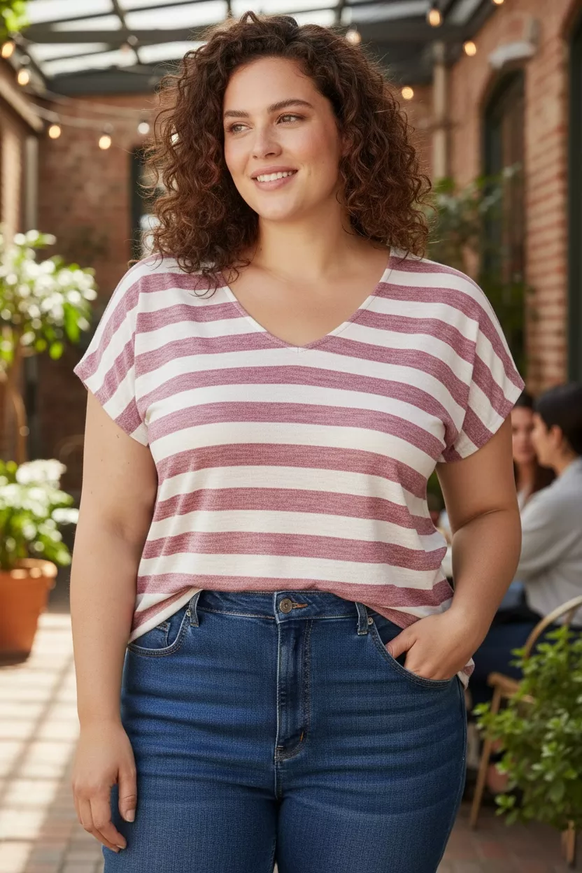 T-SHIRT MAYA AUS FEINEM STRICK – ONLY CARMARKOMA – GROßE GRÖSSEN 42–54