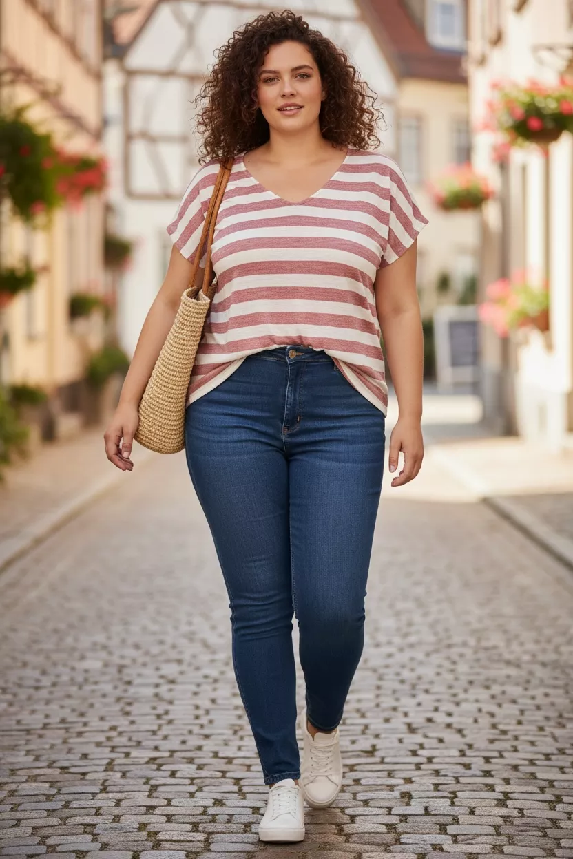 T-SHIRT MAYA AUS FEINEM STRICK – ONLY CARMARKOMA – GROßE GRÖSSEN 42–54