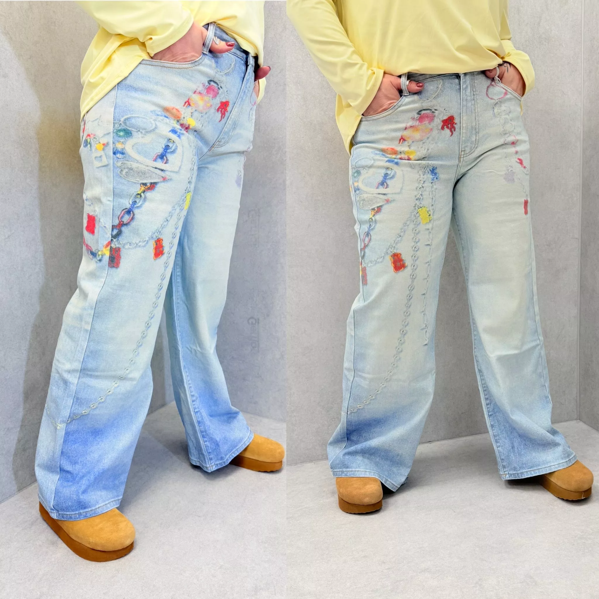 JEANS AARON LIGHT BLUE DENIM – IMPRIMÉ FIGURATIF EFFET ESTOMPÉ – GRANDE TAILLE 42–48