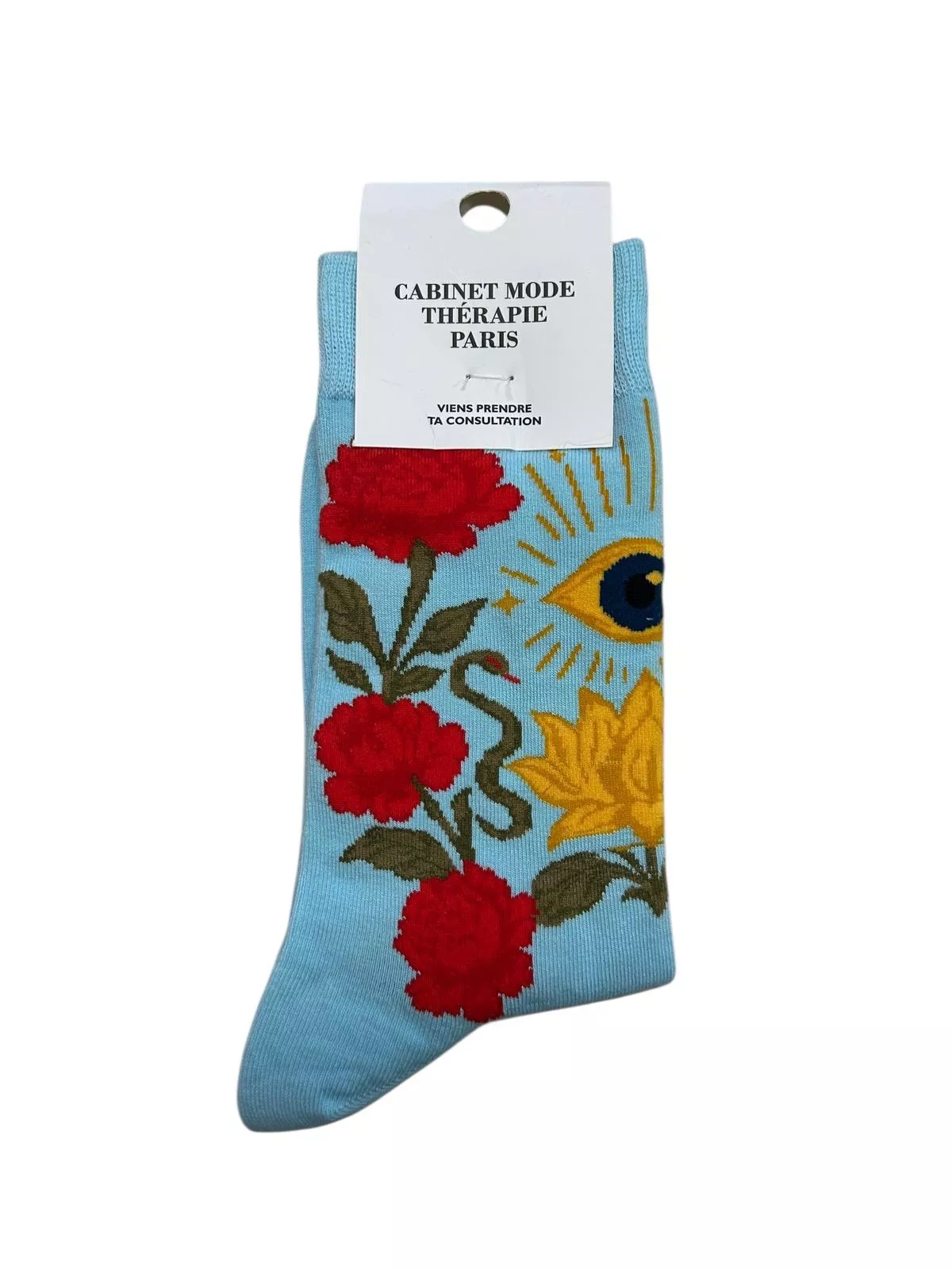 CHAUSSETTES ŒIL FLEURS – CABINET MODE THÉRAPIE – TAILLE 36–42