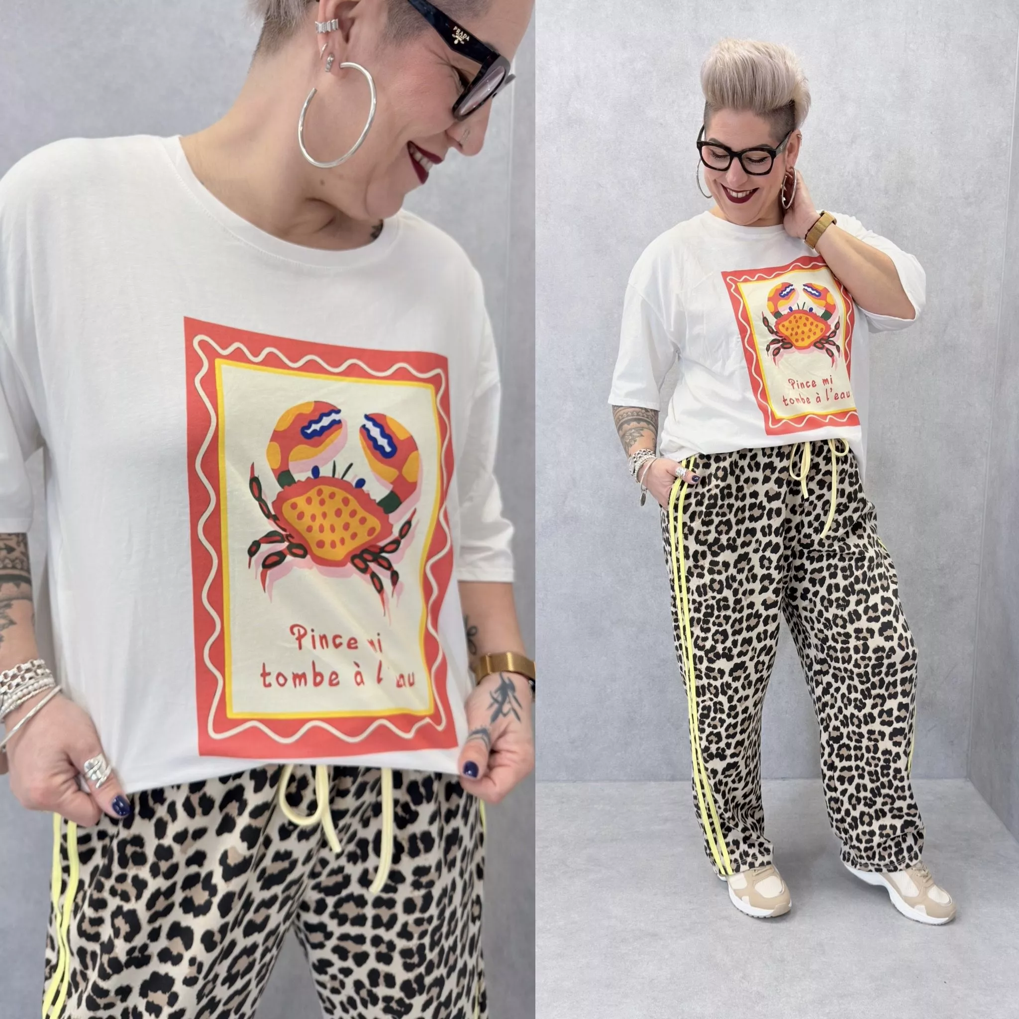 T-SHIRT PINCE MI – AMY&CLO – GRANDE TAILLE 46–50