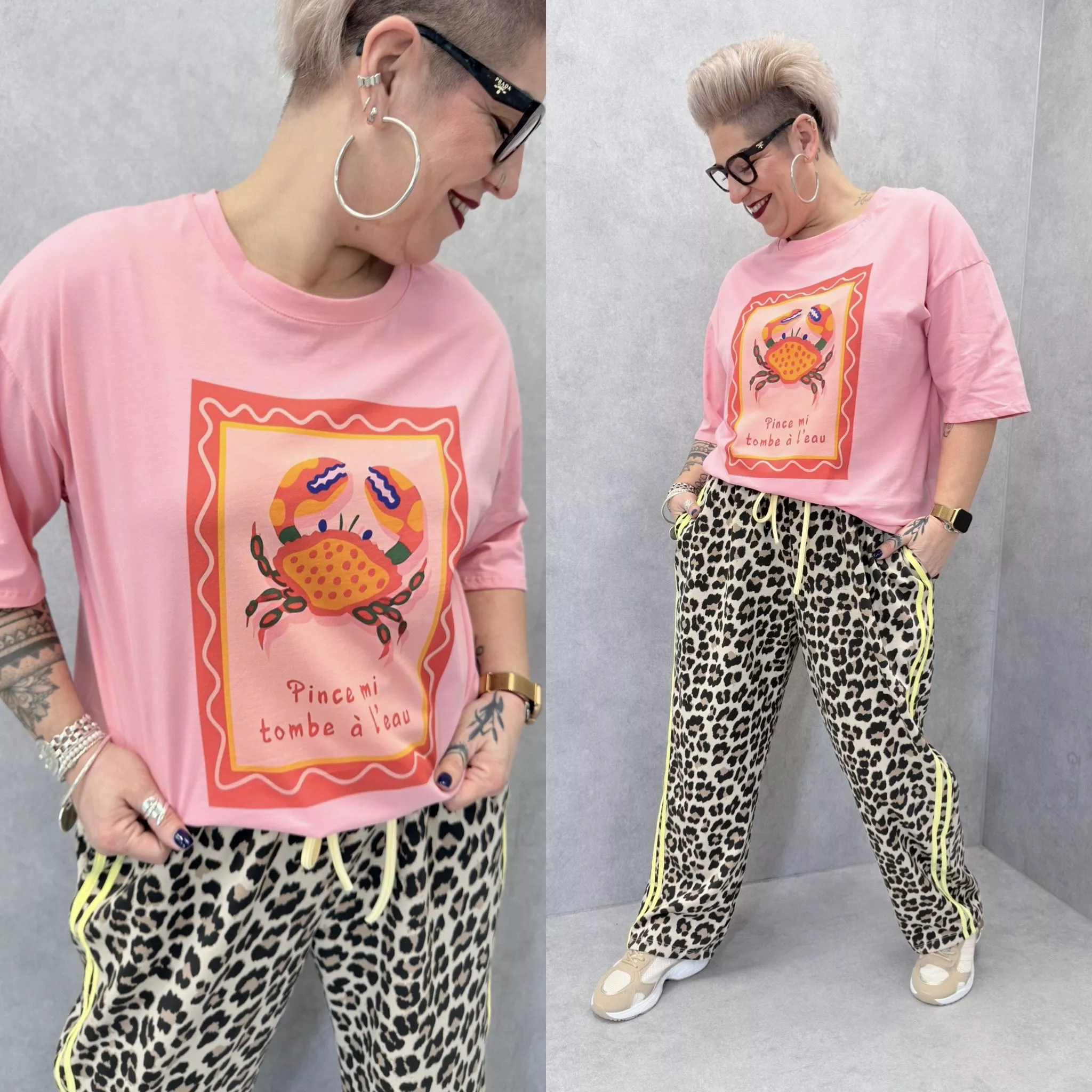 T-SHIRT PINCE MI – AMY&CLO – GRANDE TAILLE 46–50