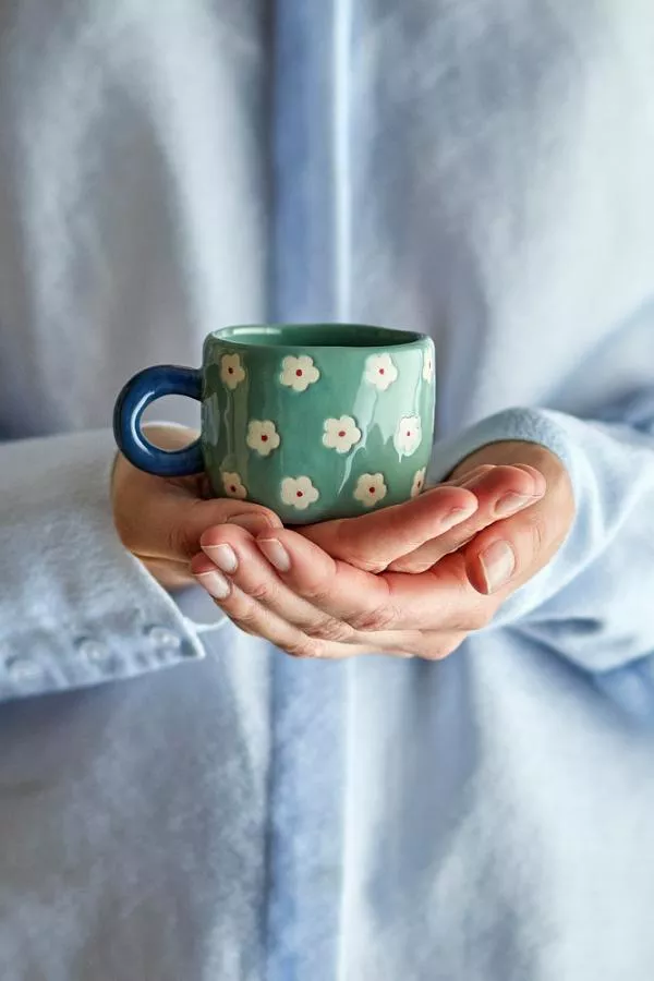 NINI TASSE FLEURS VERT D’EAU EN GRÈS – BLOOMINGVILLE