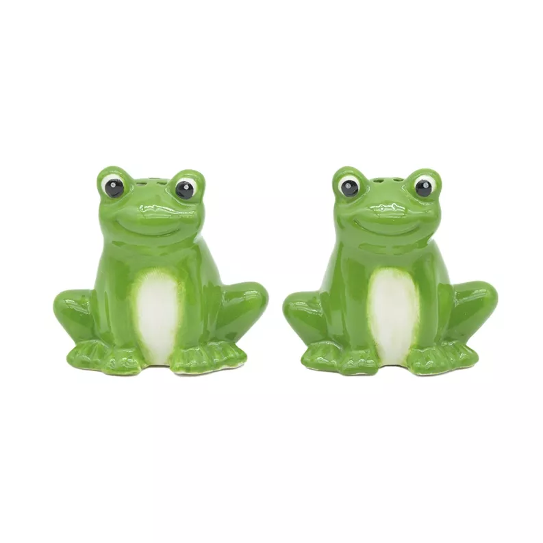 SALIÈRE & POIVRIÈRE FAÏENCE GRENOUILLE – OPJET PARIS – SET