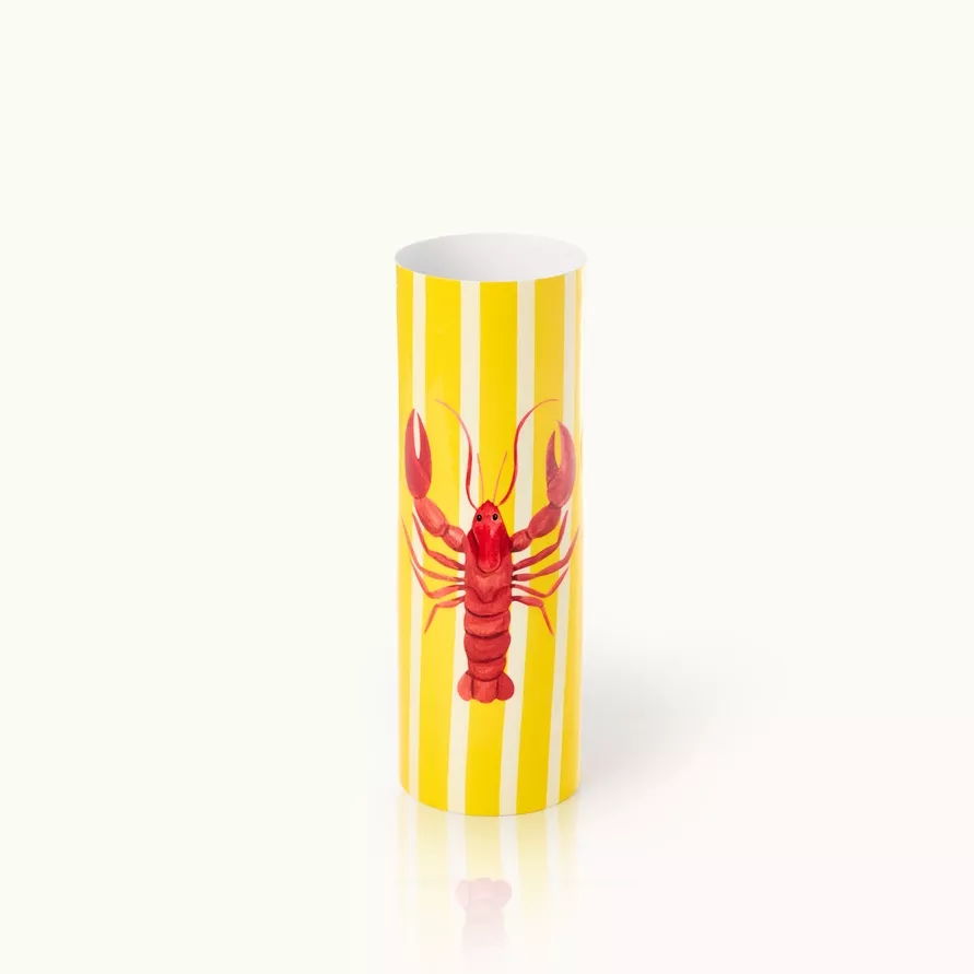 VASE MÉTAL ÉMAILLÉ HOMARD RAYURES JAUNES – BY VIVI