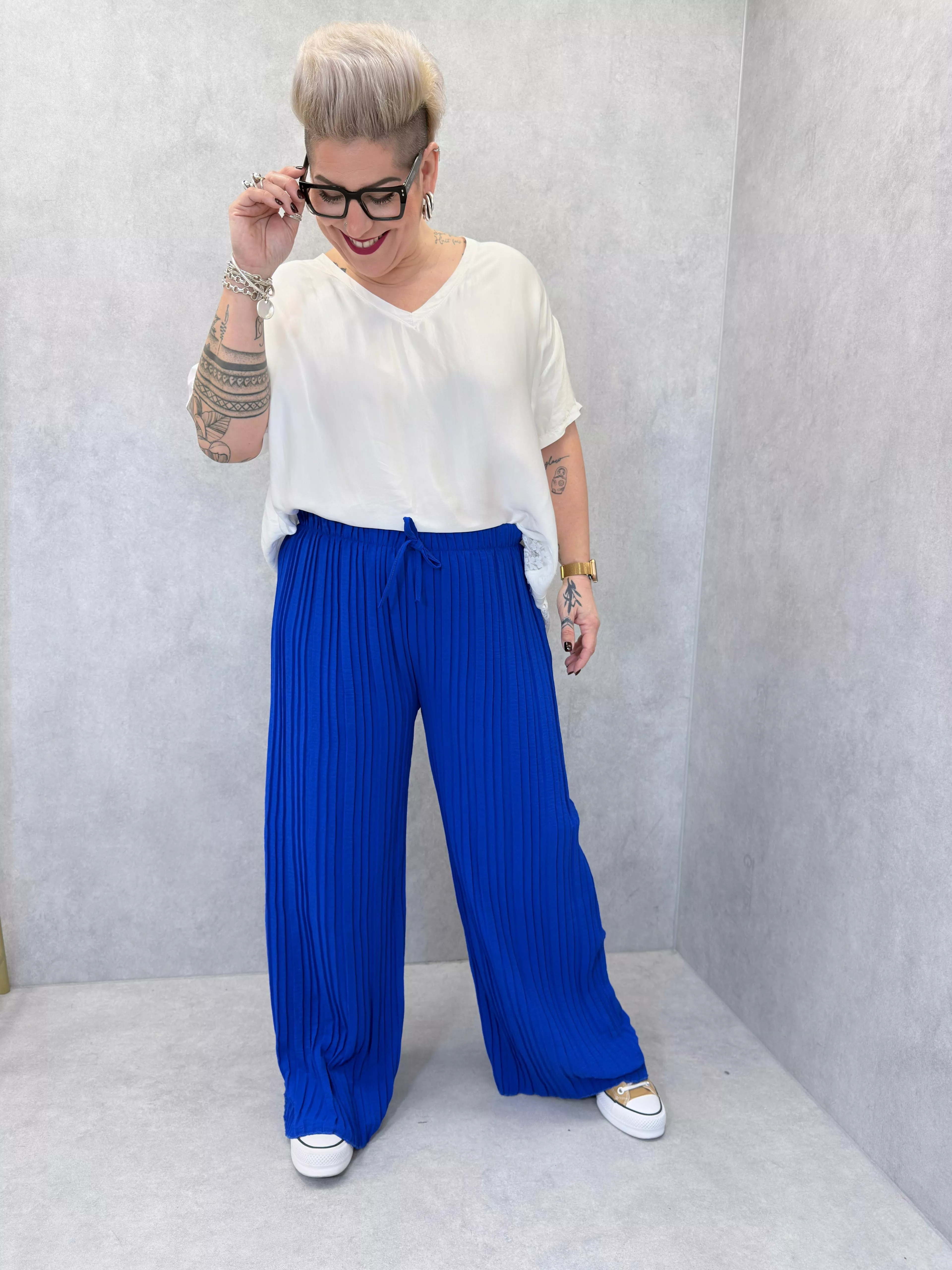 PANTALON PALAZZO PLISSÉ UNI – GRANDE TAILLE 44–48