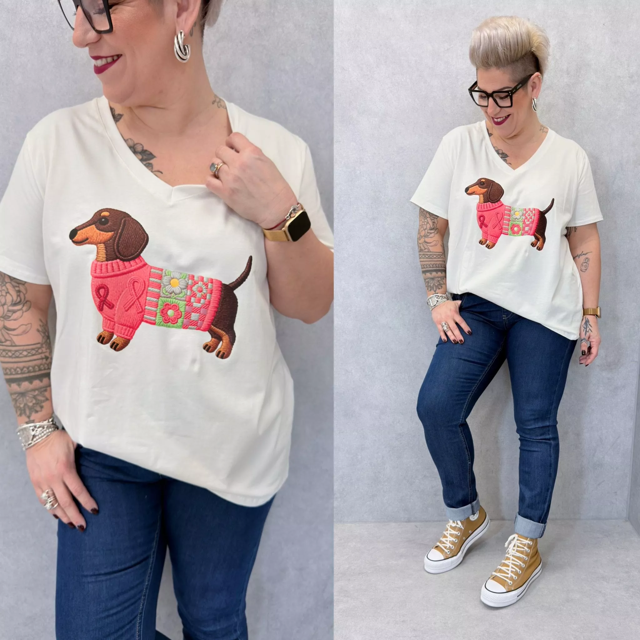 T-SHIRT CHIEN SAUCISSE – MELODIE – GRANDE TAILLE 46–48