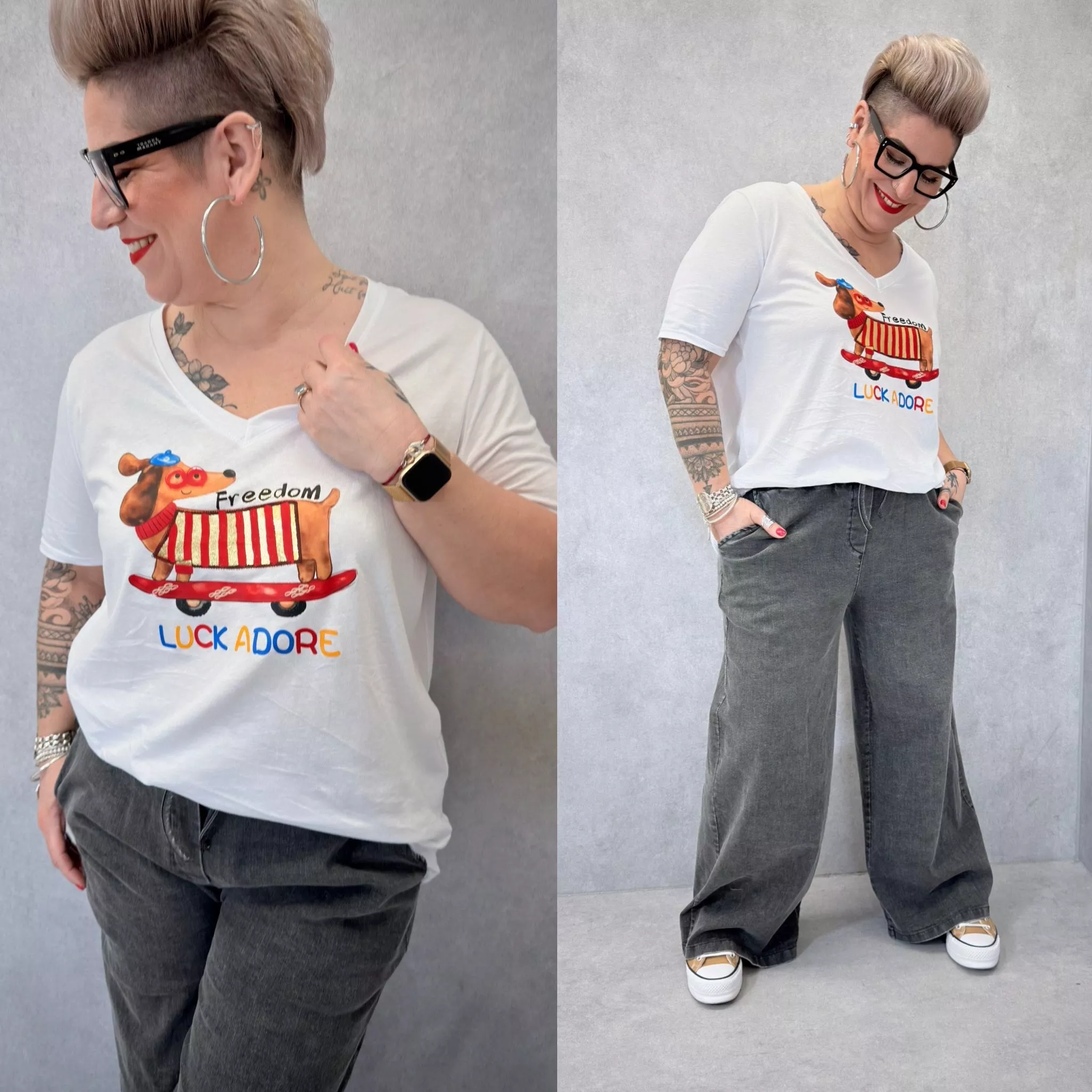 T-SHIRT FREEDOM – MINA ROSA – GRANDE TAILLE 46–48