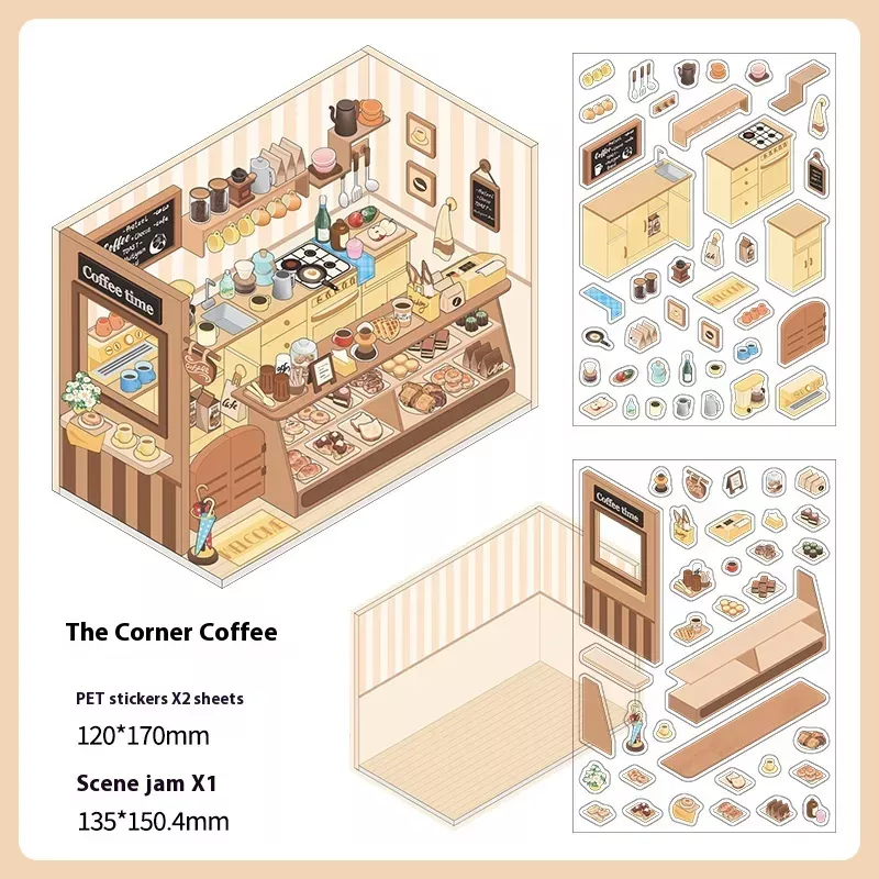 COZY STICKERS SCÈNE CAFÉ MINIATURE – CORNER COFFEE
